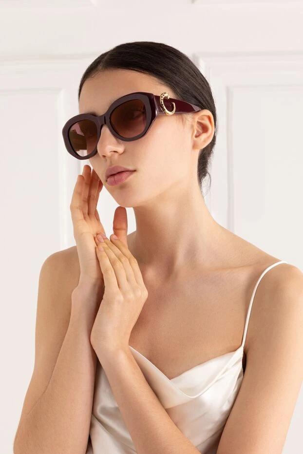 Cartier женские солнцезащитные очки dynasty rectangle бордовые цвета 187957 - фото 3