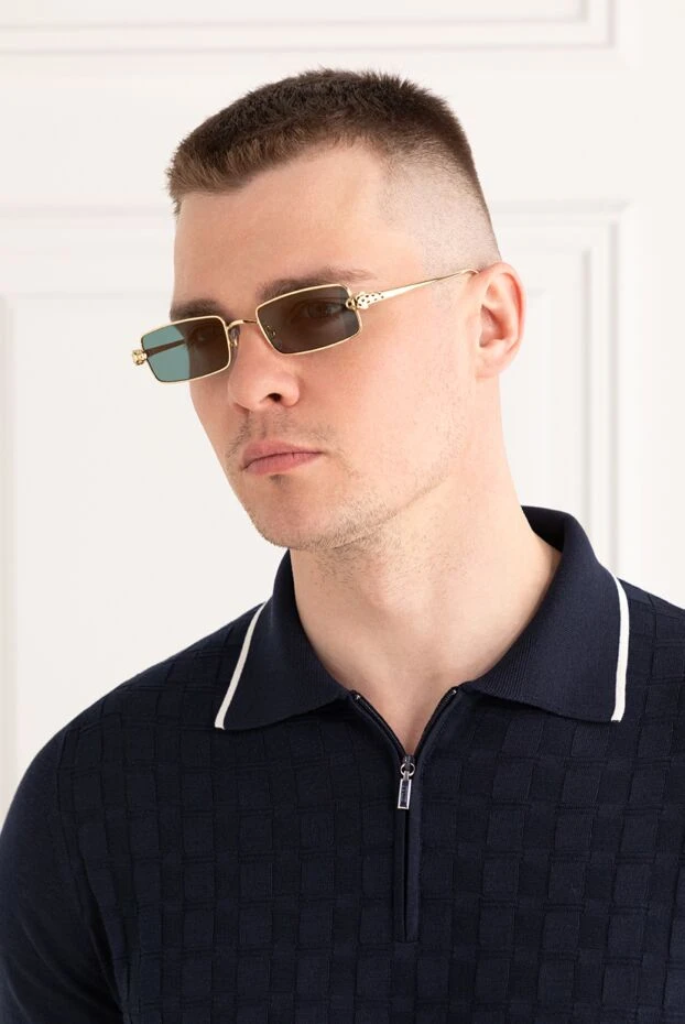 Cartier солнцезащитные очки panthère прямоугольной формы в золотистой оправе 187961 - фото 2