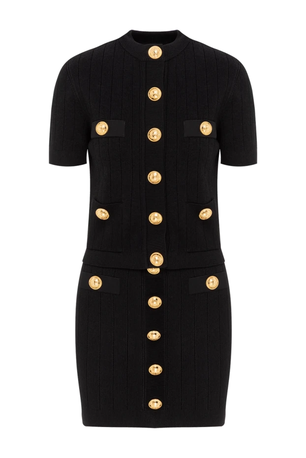 Cardigan with skirt black fine knit with buttons - photo 1