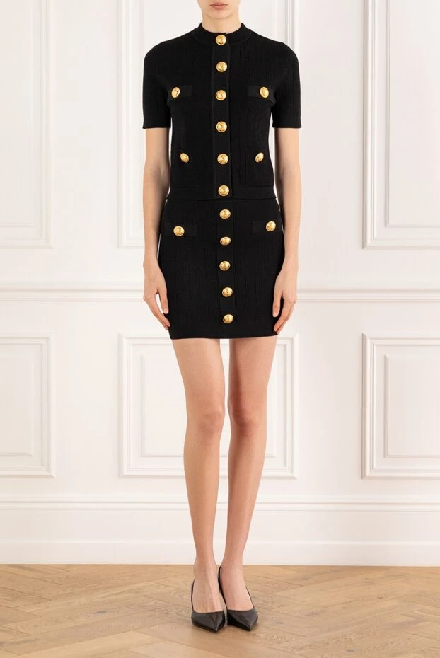 Balmain cardigan with skirt black fine knit with buttons 187968 - photo 2