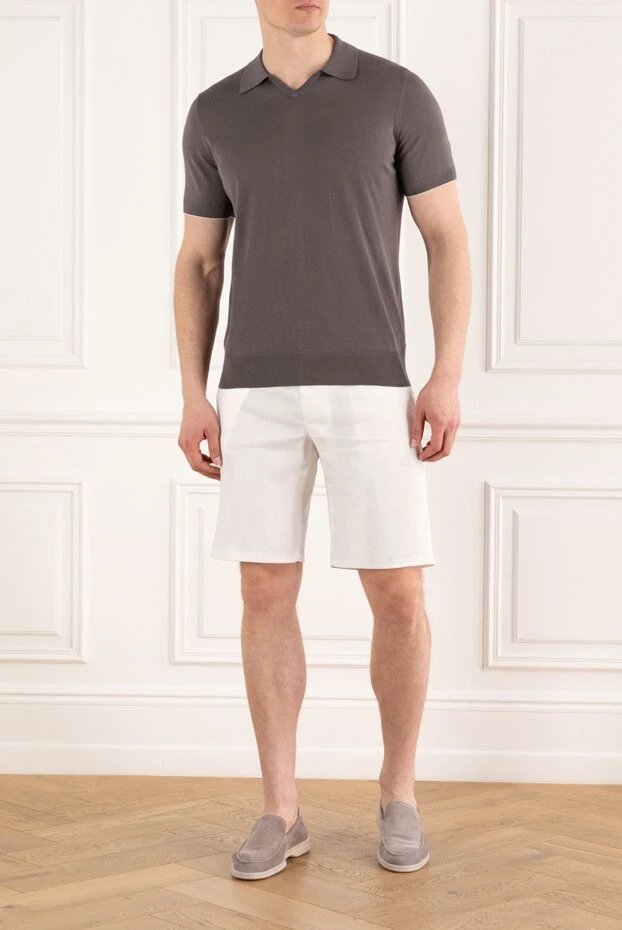 Brunello Cucinelli men's dark beige polo without buttons with edging 187972 - photo 2