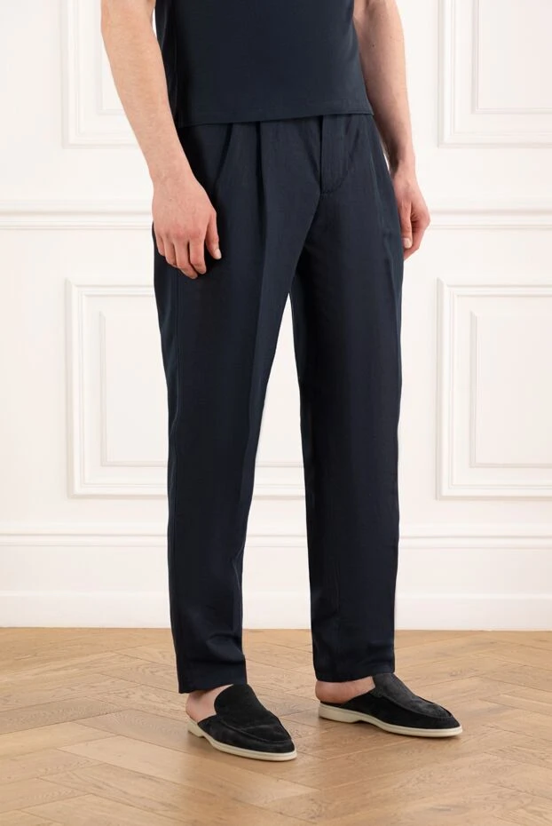 Brunello Cucinelli blue loose tapered twill trousers with double pleats 187980 - photo 3
