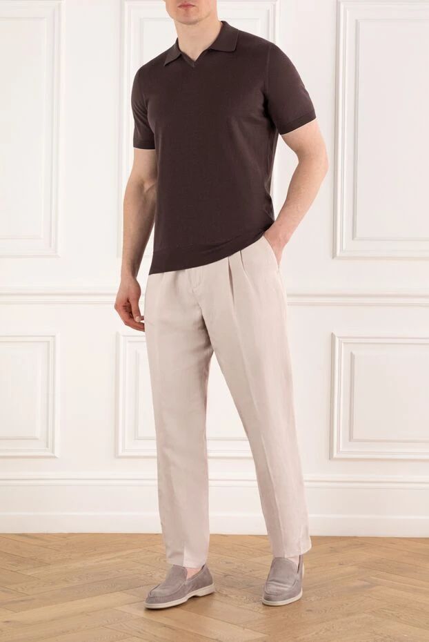 Brunello Cucinelli beige loose tapered twill trousers with double pleats 187981 - photo 2