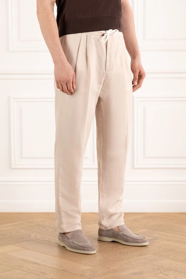 Brunello Cucinelli beige loose tapered twill trousers with double pleats 187981 - photo 3