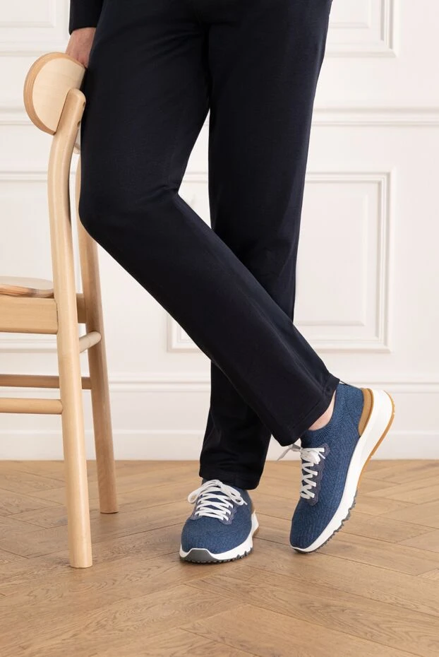 Brunello Cucinelli blue cotton jersey sneakers chine 187982 - photo 3