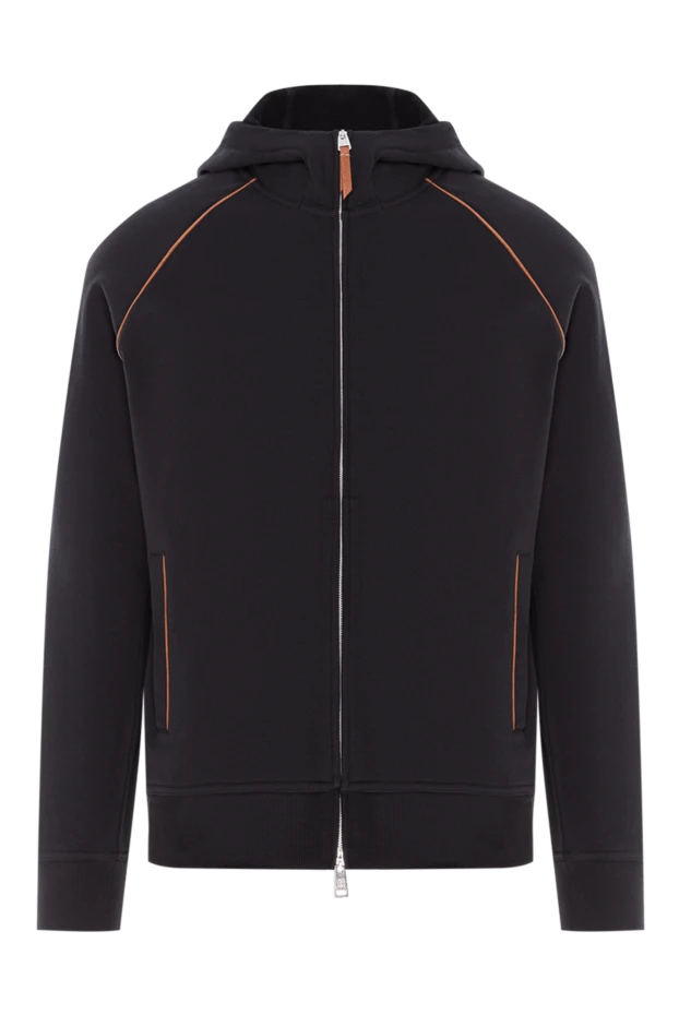Black cotton track jacket with contrasting orange trim - photo 1