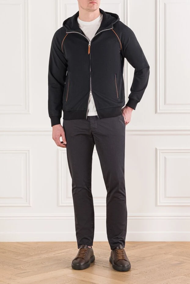 Black cotton track jacket with contrasting orange trim - photo 2