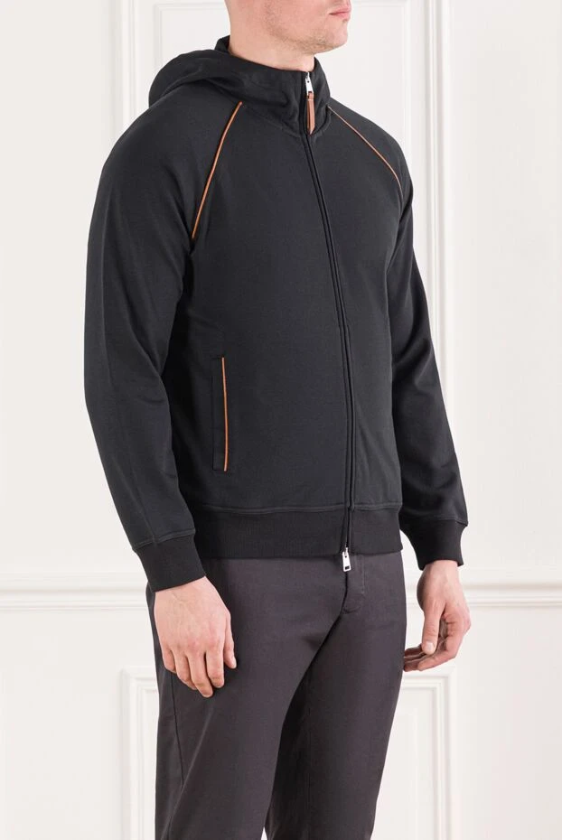 Brunello Cucinelli black cotton track jacket with contrasting orange trim 187983 - photo 3