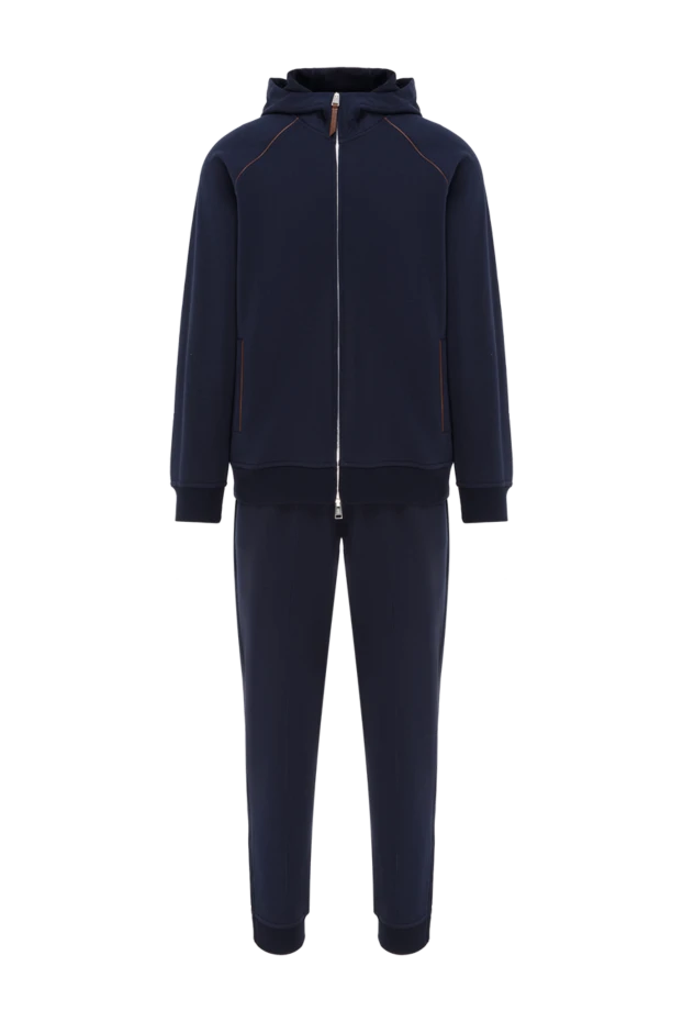 Cotton tracksuit, dark blue with hood - photo 1
