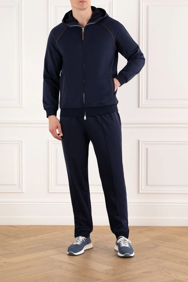 Brunello Cucinelli cotton tracksuit, dark blue with hood 187985 - photo 2