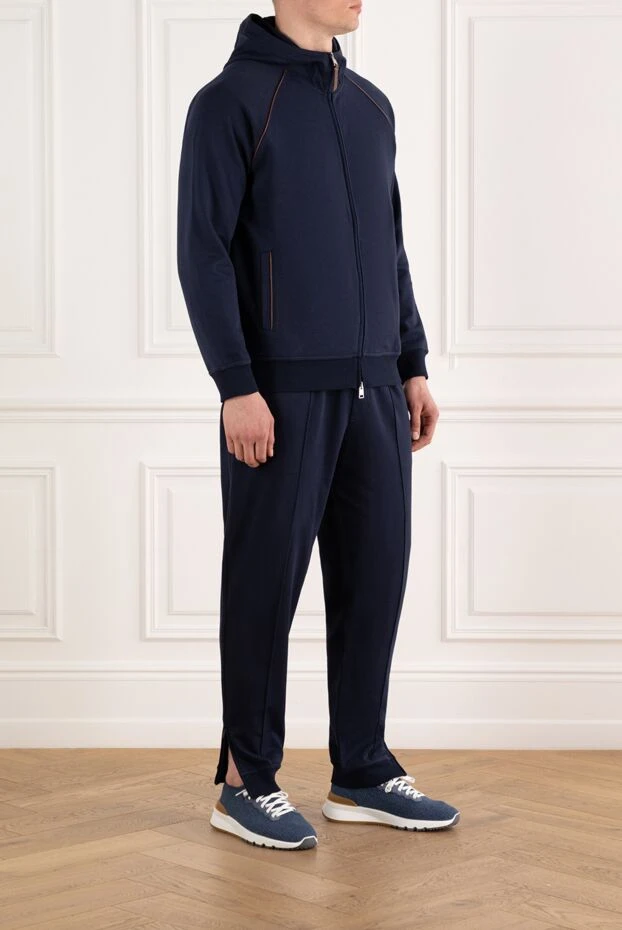 Brunello Cucinelli cotton tracksuit, dark blue with hood 187985 - photo 3