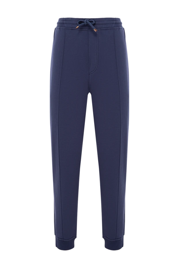 Спортивные брюки с эластичным поясом и завязками тёмно-синие - фото 1