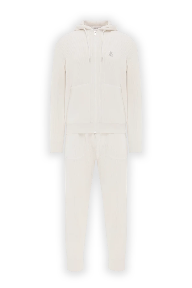 Спортивный костюм из хлопка белый с капюшоном - фото 1