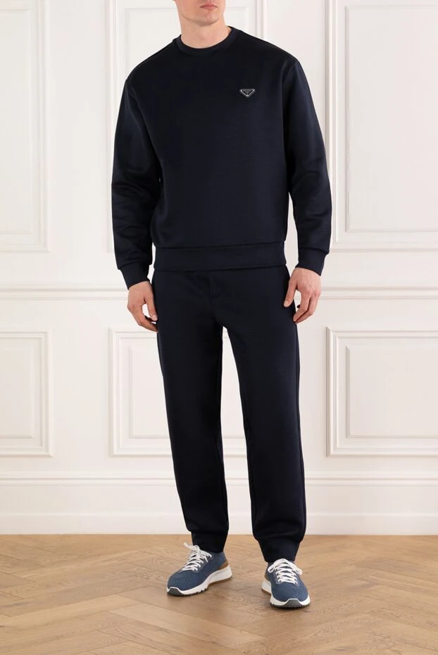 Prada спортивный костюм с логотипом темно-синий мужской 187990 - фото 2