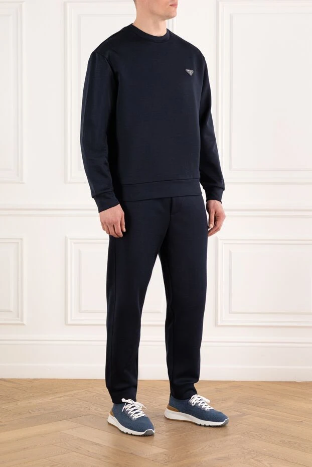 Prada спортивный костюм с логотипом темно-синий мужской 187990 - фото 3