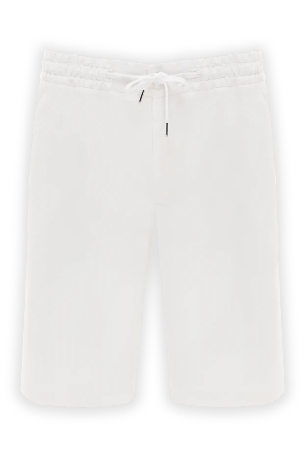 Зығыр және жүннен жасалған иірілген жіптері бар ерлерге арналған бермуд шорттары, ақ - фото 1