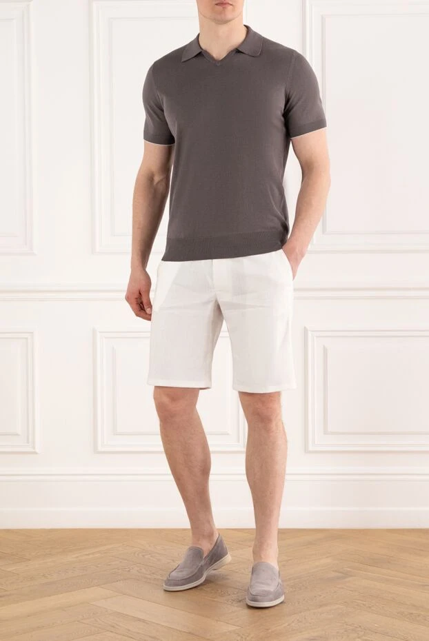 Cesare di Napoli зығыр және жүннен жасалған иірілген жіптері бар ерлерге арналған бермуд шорттары, ақ 187993 - фото 2