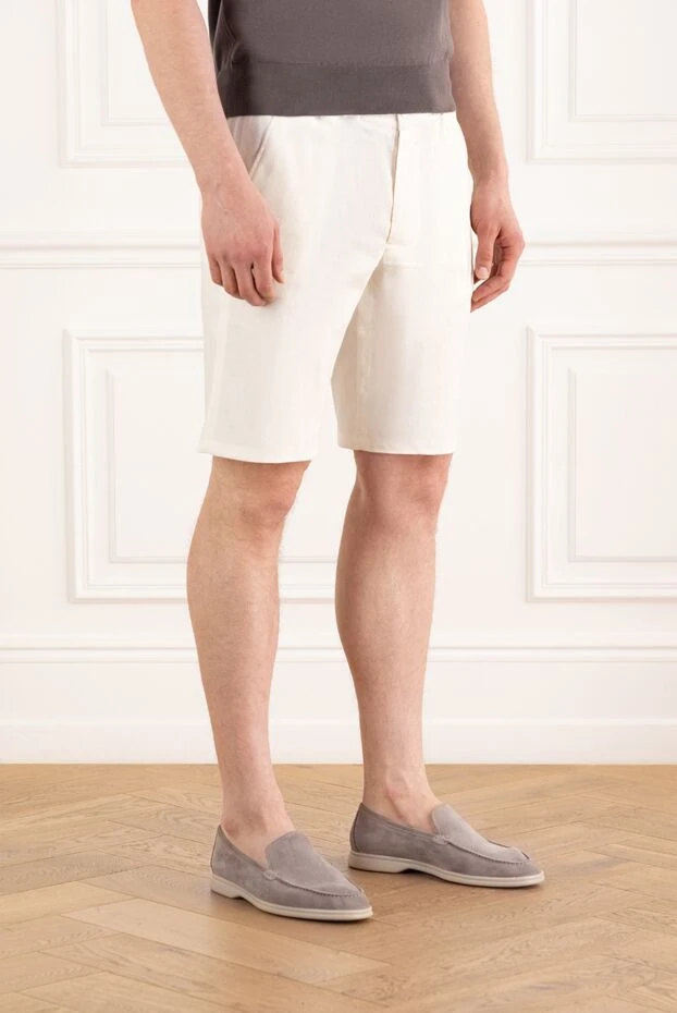 Cesare di Napoli зығыр және жүннен жасалған иірілген жіптері бар ерлерге арналған бермуд шорттары, ақ 187993 - фото 3