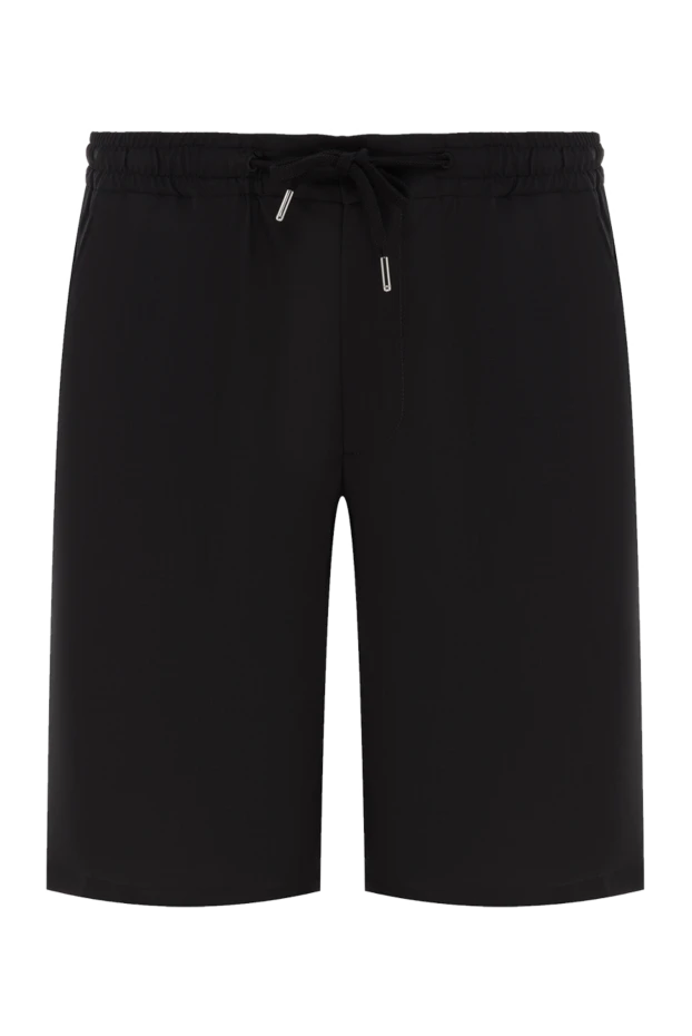 Мужские шорты-бермуды из натуральной шерсти черного цвета - фото 1