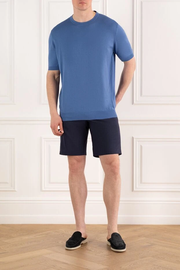 Cesare di Napoli men's blue wool bermuda shorts 187996 - photo 2