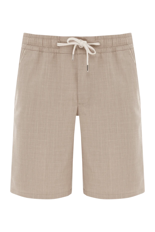 Men's Bermuda shorts, beige, made from a mixture of wool, silk and linen - photo 1