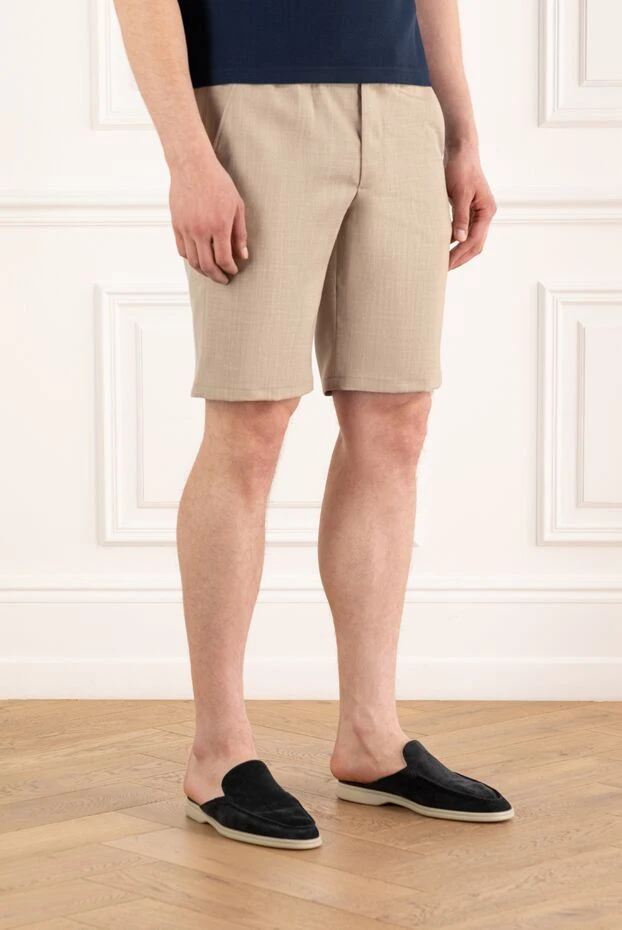 Cesare di Napoli жүн, жібек және зығыр қоспасынан жасалған ерлер бермуд шорттары, бежевый 187997 - фото 3