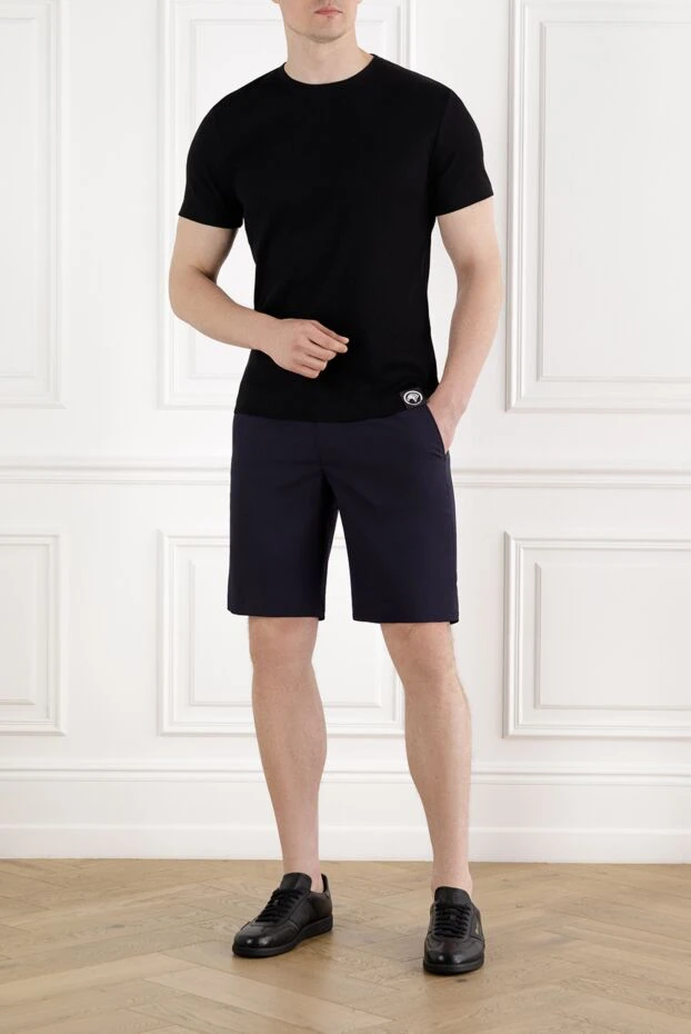 Синие мужские шорты из шерсти на завязке - фото 2