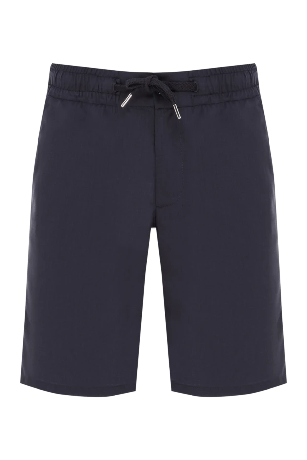 Men's blue wool bermuda shorts with drawstring - photo 1