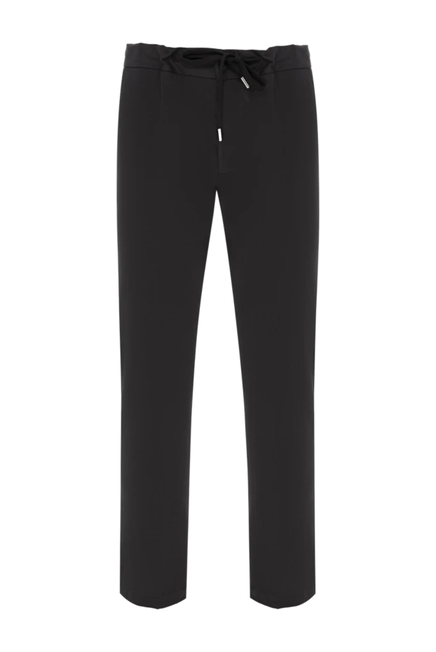 Брюки мужские черные Jogop Fan с завязкой из хлопка и шелка - фото 1