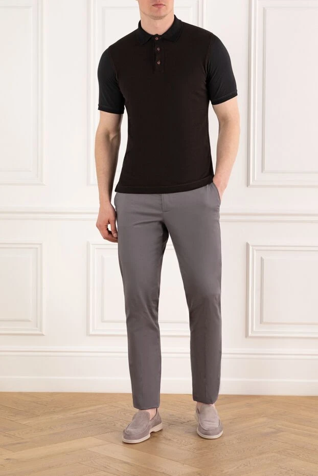 Cesare di Napoli мақта және жібектен тоқылған ерлердің сұр шалбары 188003 - фото 2