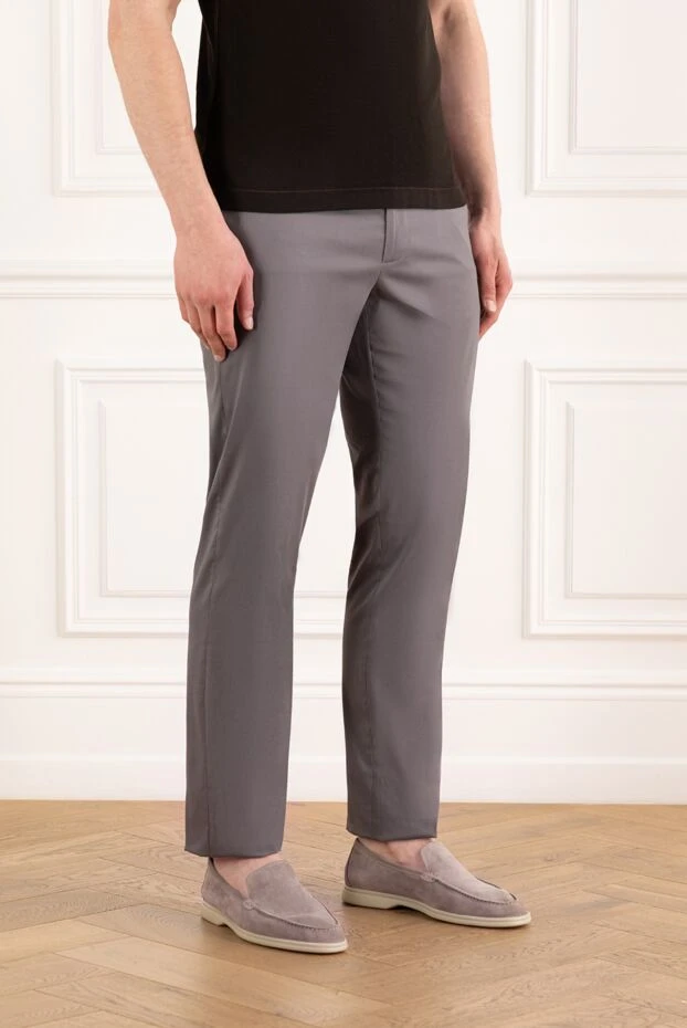 Cesare di Napoli мақта және жібектен тоқылған ерлердің сұр шалбары 188003 - фото 3