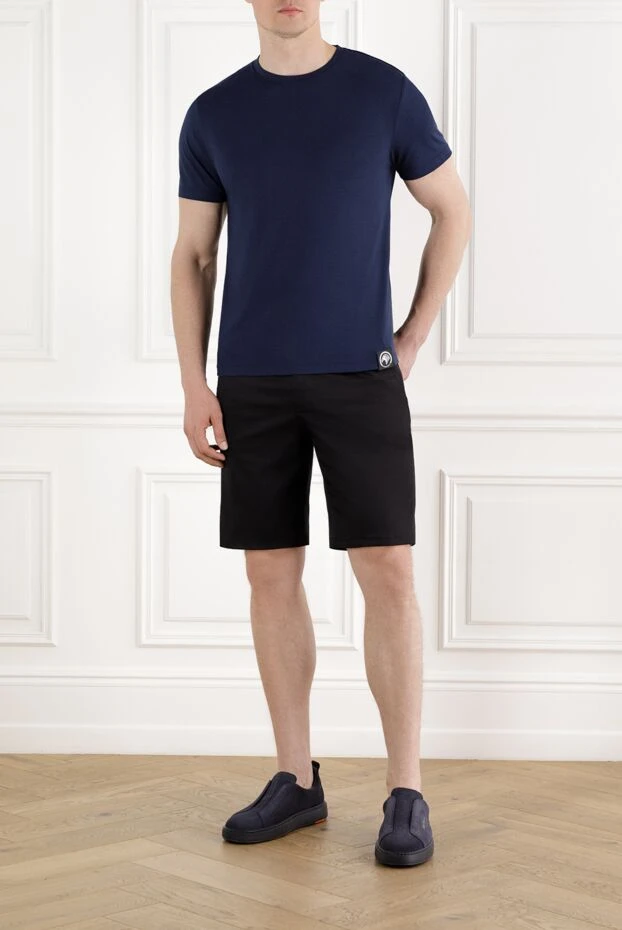 Cesare di Napoli basic cotton and silk drawstring shorts black 188008 - photo 2
