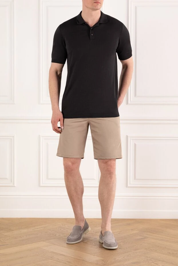 Cesare di Napoli мақта және жібектен тоқылған ерлер бежевый шорттары 188009 - фото 2