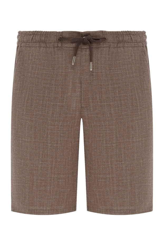 Коричневые шорты из натуральных волокон мужские на кулиске - фото 1