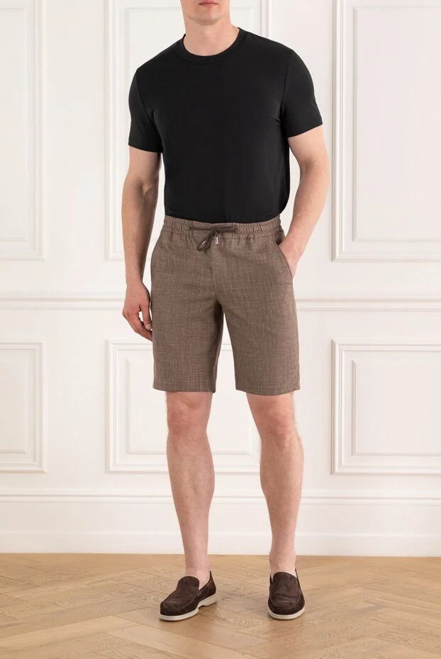 Cesare di Napoli табиғи талшықтардан тоқылған қоңыр ерлер шорттары 188010 - фото 2