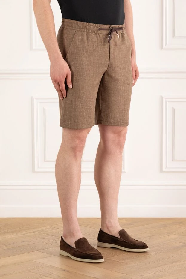 Cesare di Napoli табиғи талшықтардан тоқылған қоңыр ерлер шорттары 188010 - фото 3