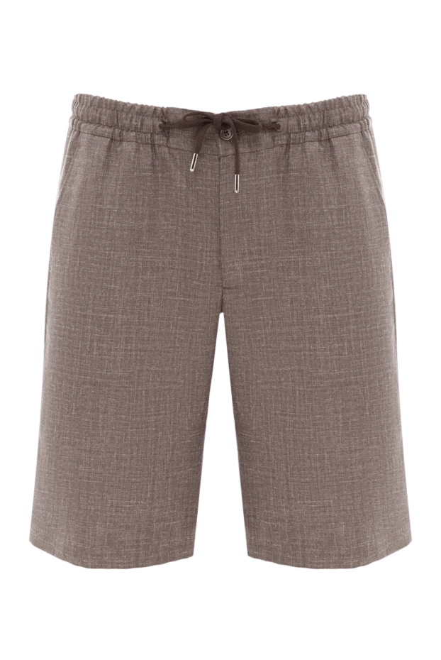 Коричневые шорты-бермуды мужские на завязке - фото 1