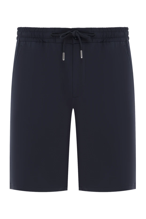 Шорты мужские тёмно-синие с эластичным поясом и шнурком - фото 1