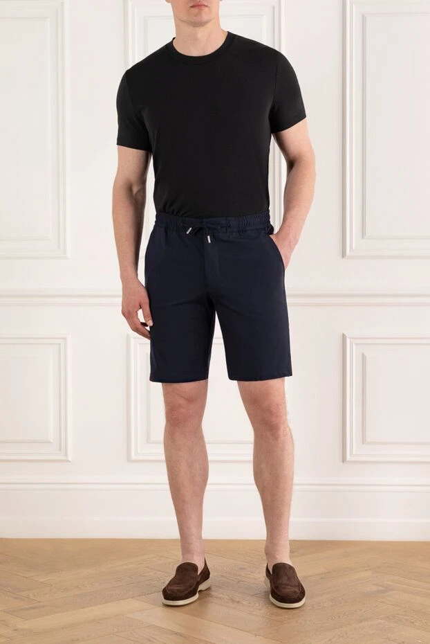 Cesare di Napoli men's dark blue shorts with elastic waistband and drawstring 188012 - photo 2