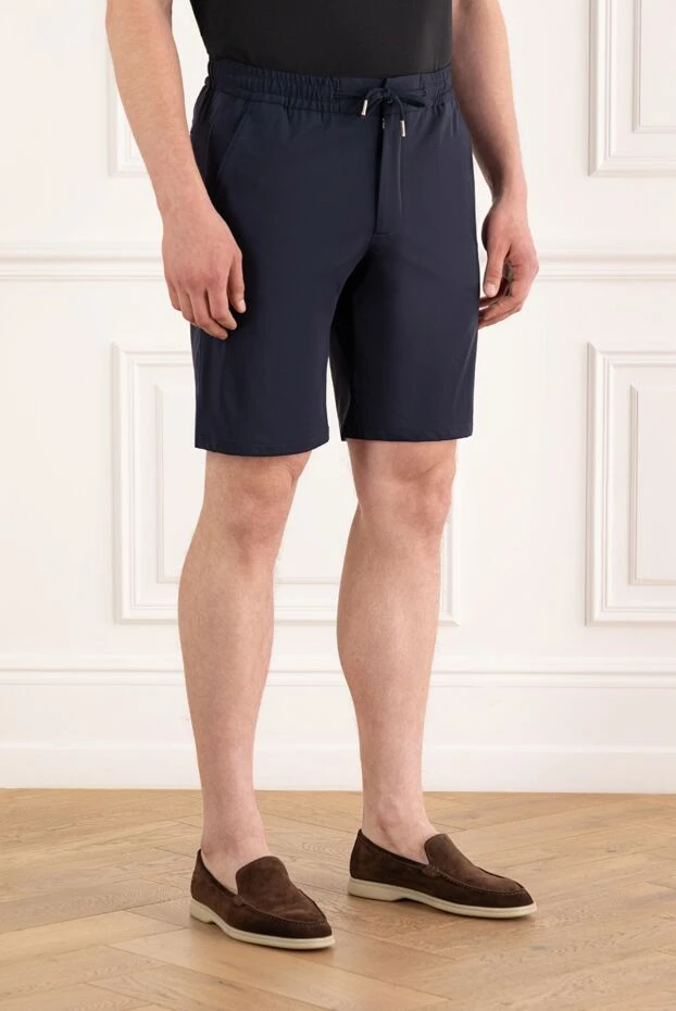 Cesare di Napoli ерлерге арналған серпімді белдік және тартқышы бар қара көк шорт 188012 - фото 3