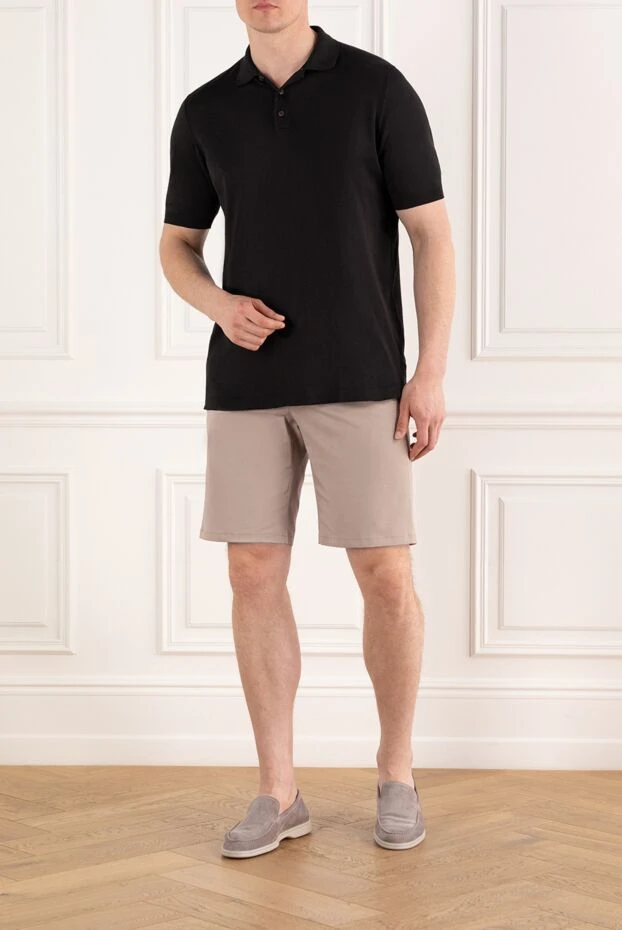 Cesare di Napoli бежевые мужские бермуды на завязке из хлопка и шелка 188013 - фото 2