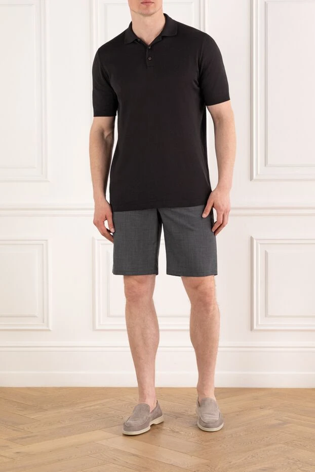 Cesare di Napoli жүннен жасалған галстук бар ерлер сұр бермуд шорты 188015 - фото 2