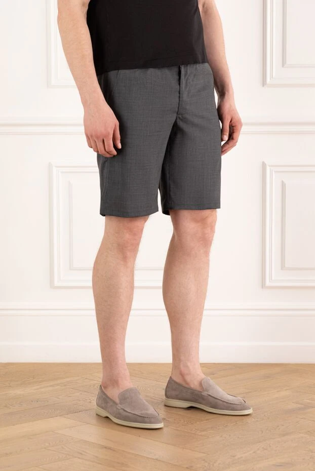 Cesare di Napoli жүннен жасалған галстук бар ерлер сұр бермуд шорты 188015 - фото 3