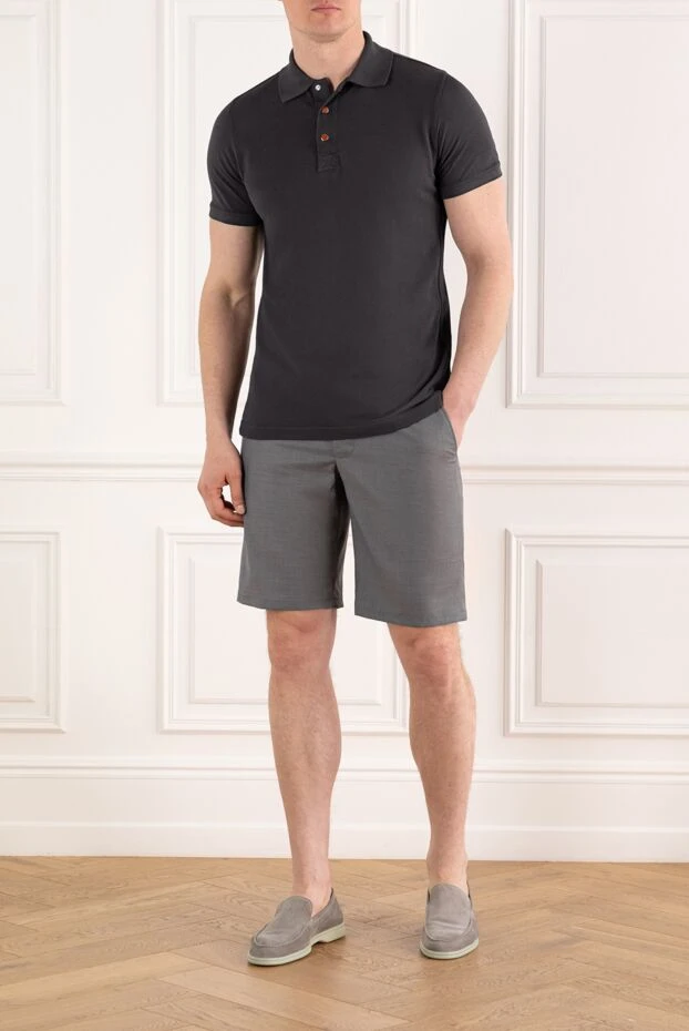 Gray men's wool drawstring shorts - photo 2