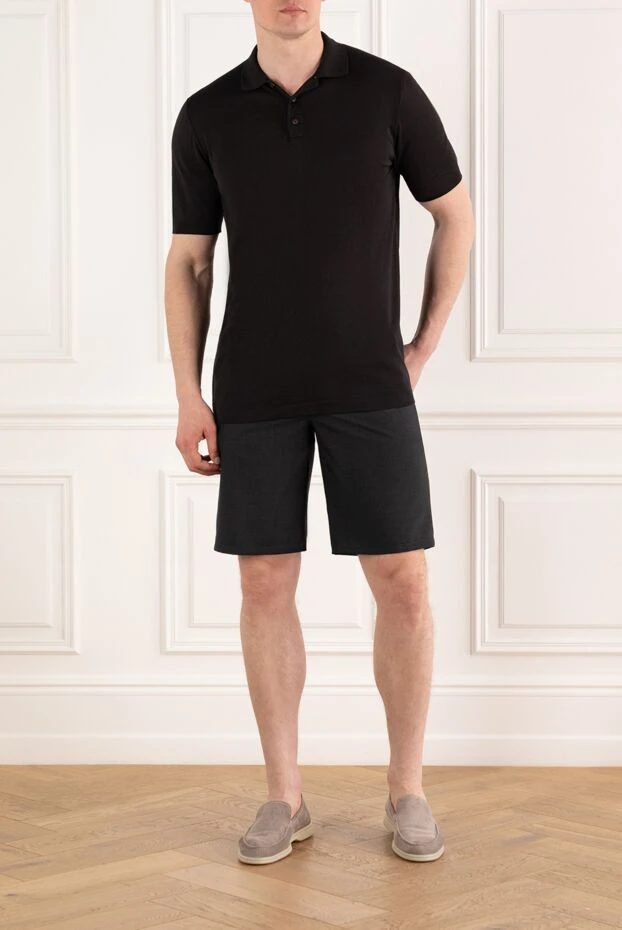 Cesare di Napoli ерлерге арналған қара жүннен тоқылған жіптері бар шорт 188017 - фото 2