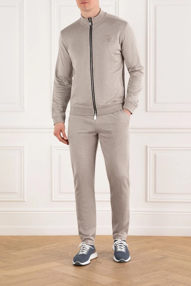 Billionaire костюм спортивный бежевый мужской с вышивкой логотипа 188027 - фото 2