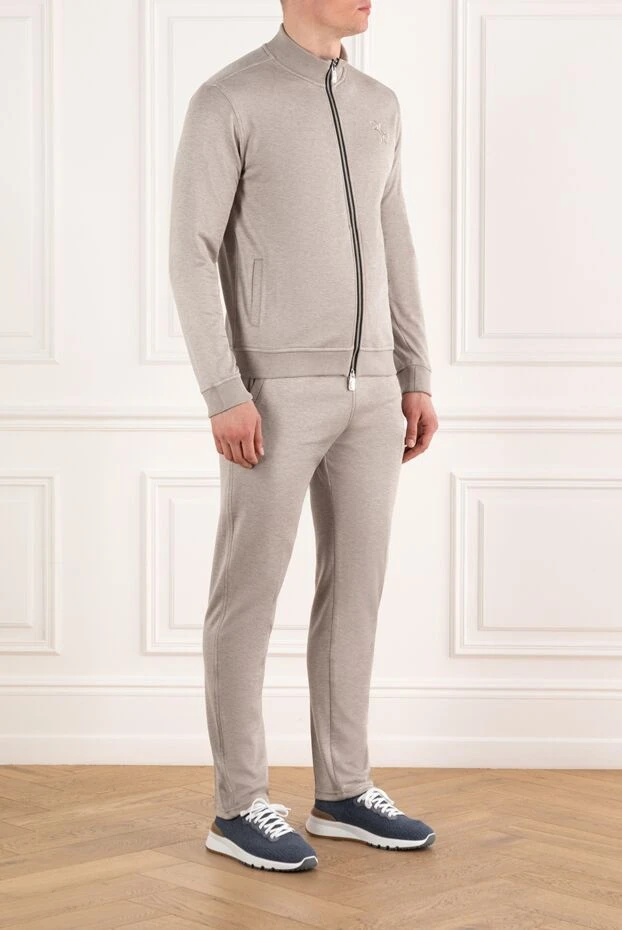 Billionaire костюм спортивный бежевый мужской с вышивкой логотипа 188027 - фото 3