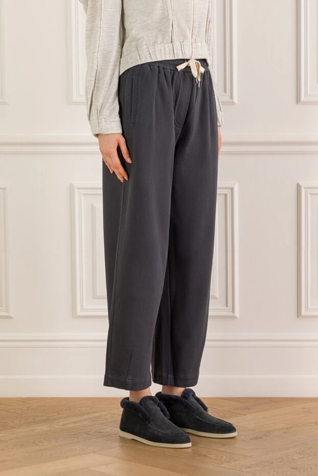Brunello Cucinelli көк түсті классикалық кең спорттық шалбар 188032 - фото 3