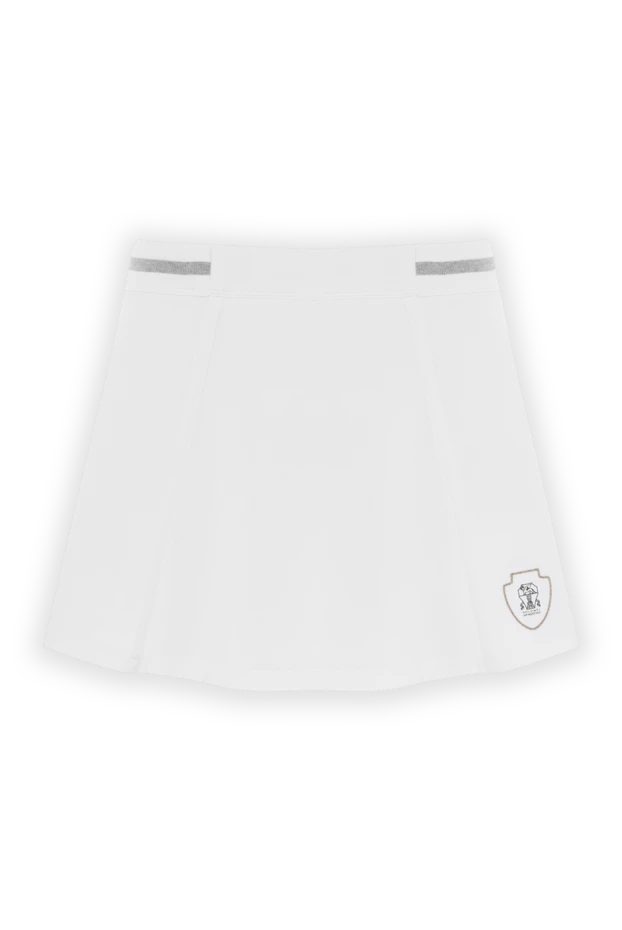 Мини юбка из хлопка белая с логотипом - фото 1