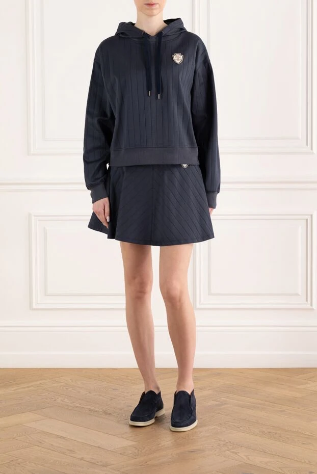 Brunello Cucinelli blue cotton skirt suit for women 188043 - photo 2